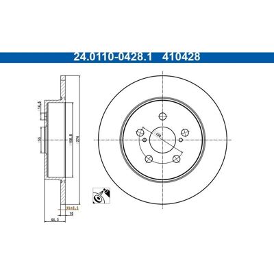 ATE 24.0110-0428.1 Bremsscheibe - 274mm, 5 Löcher, 10mm Dicke ATE 24.0110-0428.1 Bremsscheibe - 274mm, 5 Löcher, 10mm Dicke