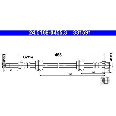 Ate bremserør - 455mm M10x1 - Bremserør Ate bremserør - 455mm M10x1 - Bremserør