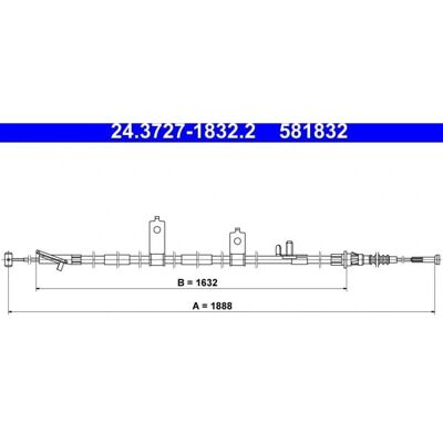 Ate Bag Venstre Parkeringsbremsekabel Mazda 3 - 1888mm Ate Bag Venstre Parkeringsbremsekabel Mazda 3 - 1888mm