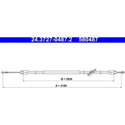 ATE Model 24.3727-0487.2 - Parkeringsbremsekabel ATE Model 24.3727-0487.2 - Parkeringsbremsekabel