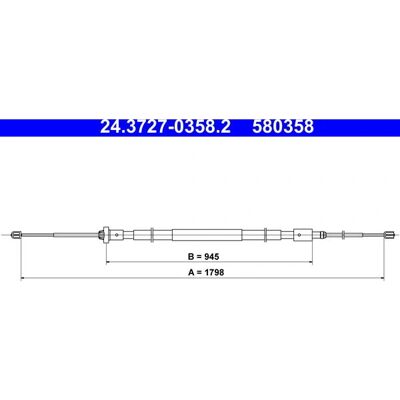ATE 24.3727-0358.2 - Brake Cable for Citroën C3 Peugeot 208 ATE 24.3727-0358.2 - Brake Cable for Citroën C3 Peugeot 208