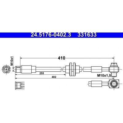 Przewód hamulcowy Ate - 410mm, M10x1, Niebieski, pasuje do Chevrolet Cruze, Opel Astra J Przewód hamulcowy Ate - 410mm, M10x1, Niebieski, pasuje do Chevrolet Cruze, Opel Astra J