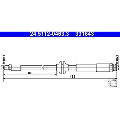 Bremsekraftslange Ate - 24.5112-0463.3 - Bremsekraftslange for Opel Corsa Bremsekraftslange Ate - 24.5112-0463.3 - Bremsekraftslange for Opel Corsa