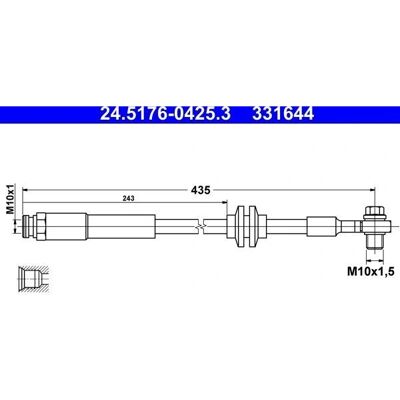 Ate Przedni przewód hamulcowy Opel Corsa - 425mm, M10x1.5 Ate Przedni przewód hamulcowy Opel Corsa - 425mm, M10x1.5