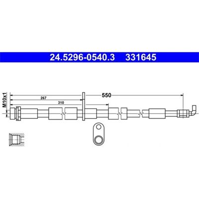 Bremseslange Ford Kuga - M10x1, 540mm, Bakaksel Bremseslange Ford Kuga - M10x1, 540mm, Bakaksel