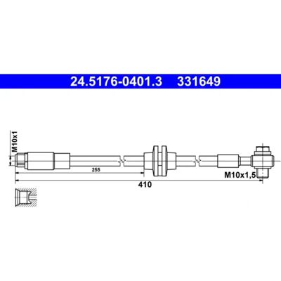 Przewód hamulcowy Ate - Chevrolet Cruze Opel Astra - 410mm Przewód hamulcowy Ate - Chevrolet Cruze Opel Astra - 410mm