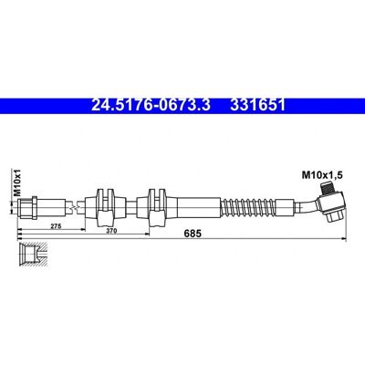 Bremse slange ATE - M10x1, 685mm, Opel Astra J Bremse slange ATE - M10x1, 685mm, Opel Astra J