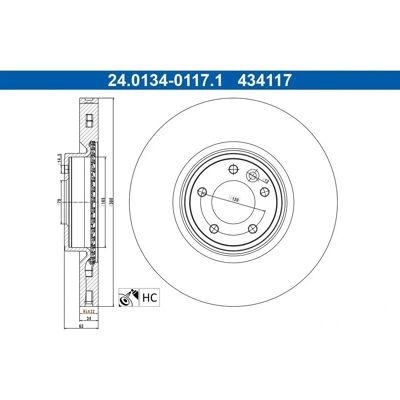 Disco freno Land Rover - Lega Ventilata Carbonizzata - 24.0134-0117.1 Disco freno Land Rover - Lega Ventilata Carbonizzata - 24.0134-0117.1
