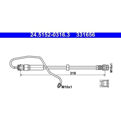 Przewód hamulcowy Ate - M10x1 - 318mm - do Audi A4 B9 Przewód hamulcowy Ate - M10x1 - 318mm - do Audi A4 B9