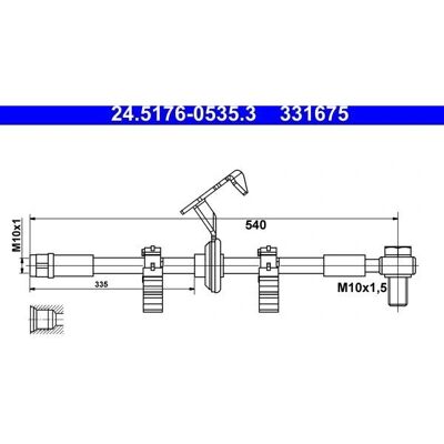 Mercedes M-klasse bremse slange - M10x1, 540mm, med skrue Mercedes M-klasse bremse slange - M10x1, 540mm, med skrue