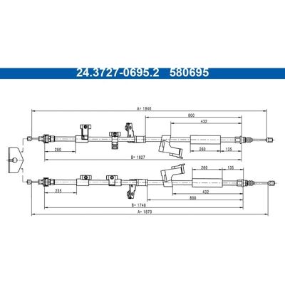 Ate Bremskabel til Ford Focus 2010-2020 - Bremsesystem Del Ate Bremskabel til Ford Focus 2010-2020 - Bremsesystem Del
