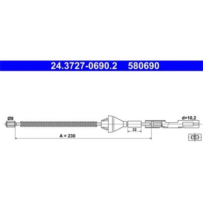 ATE 24.3727-0690.2 - Πίσω καλώδιο χειρόφρενου για Ford Focus ATE 24.3727-0690.2 - Πίσω καλώδιο χειρόφρενου για Ford Focus
