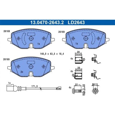 Keramische remblokken ATE VW Golf 8 Audi A3 Seat Leon - Set remblokken Keramische remblokken ATE VW Golf 8 Audi A3 Seat Leon - Set remblokken
