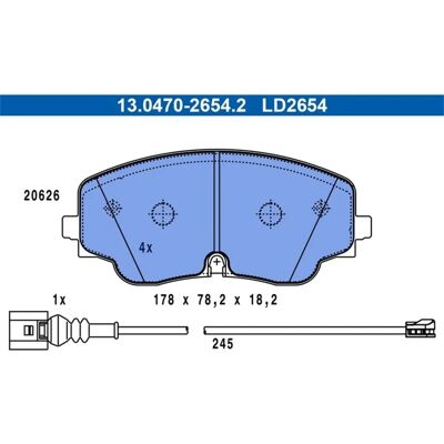 Κεραμικά πλακέτες φρένων Ate 13.0470-2654.2 για VW Golf - Σετ πλακετών φρένων Κεραμικά πλακέτες φρένων Ate 13.0470-2654.2 για VW Golf - Σετ πλακετών φρένων