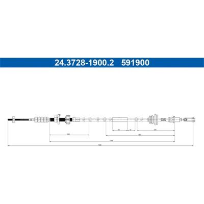 Ate 24.3728-1900.2 Kjørelengde Kabel - Kjørelengde Kontroll for Toyota Aygo Ate 24.3728-1900.2 Kjørelengde Kabel - Kjørelengde Kontroll for Toyota Aygo