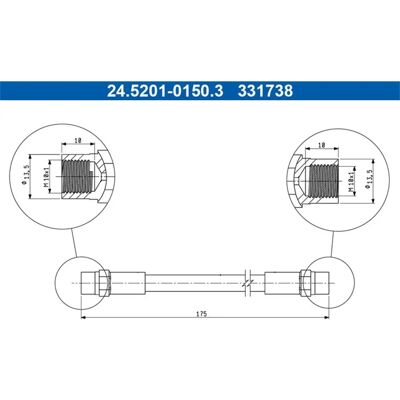 Fleksibel bremse slange ATE 24.5201-0150.3 - Bremsesystemdeler Fleksibel bremse slange ATE 24.5201-0150.3 - Bremsesystemdeler