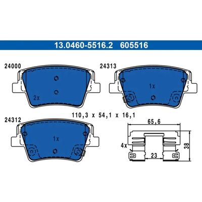 Pastiglie freno posteriori Ate per Hyundai Santa 13.0460-5516.2 Pastiglie freno posteriori Ate per Hyundai Santa 13.0460-5516.2