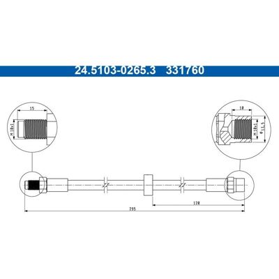 Tubo del freno Ate - Fittings M10x1 - Volvo V70 2, S60 I, XC70 I Cross Country - Tubo del freno Tubo del freno Ate - Fittings M10x1 - Volvo V70 2, S60 I, XC70 I Cross Country - Tubo del freno