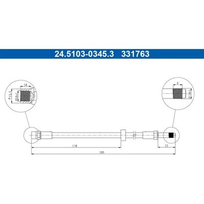 Tubo freno flessibile ATE 24.5103-0345.3 - Pezzo freno Tubo freno flessibile ATE 24.5103-0345.3 - Pezzo freno