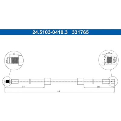 BMW Brake Hose - 24510304103 - Length 440mm BMW Brake Hose - 24510304103 - Length 440mm