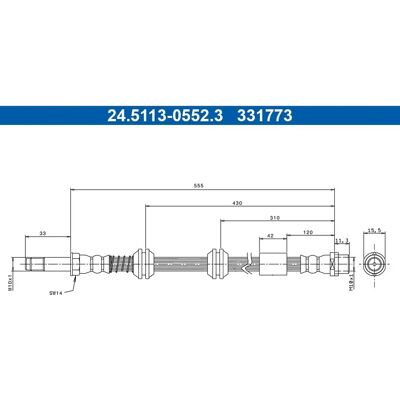 Tubo freno ATE M10x1 555mm - Ricambio freno Tubo freno ATE M10x1 555mm - Ricambio freno