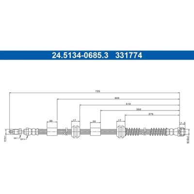 Bremse slange ATE - M10x1, 720mm - Volkswagen Touareg Bremse slange ATE - M10x1, 720mm - Volkswagen Touareg