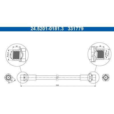 BMW Modell Bremsschlauch - Längen 180/210mm, M10x1 BMW Modell Bremsschlauch - Längen 180/210mm, M10x1