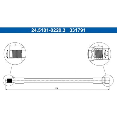 Ate 24510102203 M10x1 Bremseslange - Bremsesystem Ate 24510102203 M10x1 Bremseslange - Bremsesystem