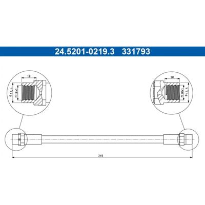ATE - SL5548 - 245 mm - M10x1 - przewód hamulcowy ATE - SL5548 - 245 mm - M10x1 - przewód hamulcowy