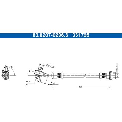 ATE 83.8207-0296.3 - Bremse slange ATE 83.8207-0296.3 - Bremse slange