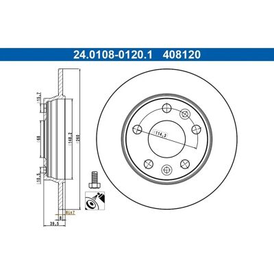 ATE 24.0108-0120.1 Bromsskiva - OEM RENAULT 44 0A 095 72R ATE 24.0108-0120.1 Bromsskiva - OEM RENAULT 44 0A 095 72R