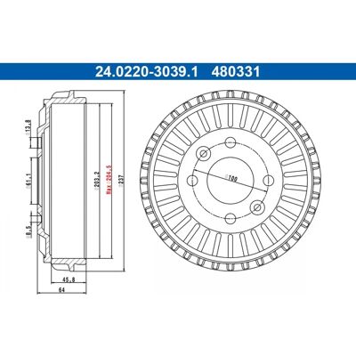 ATE 24.0220-3039.1 Tamburo del Freno - Componente Freni ATE 24.0220-3039.1 Tamburo del Freno - Componente Freni