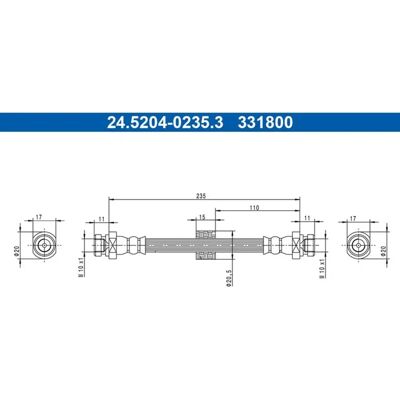 ATE - 24520402353 - 235 mm - M10x1 bremse-slange ATE - 24520402353 - 235 mm - M10x1 bremse-slange