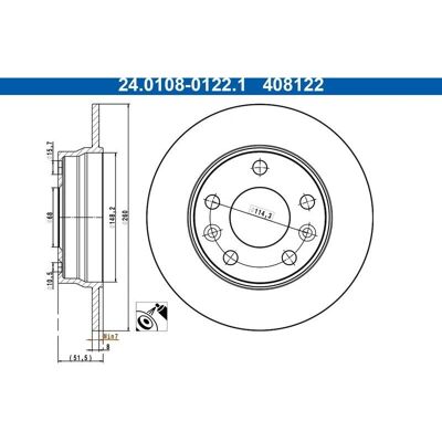 Disco freno ATE 24.0108-0122.1 - Compatibile OEM Disco freno ATE 24.0108-0122.1 - Compatibile OEM