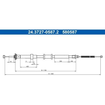 Ate 1402mm Håndbremsekabel - Kabel til håndbremse Ate 1402mm Håndbremsekabel - Kabel til håndbremse