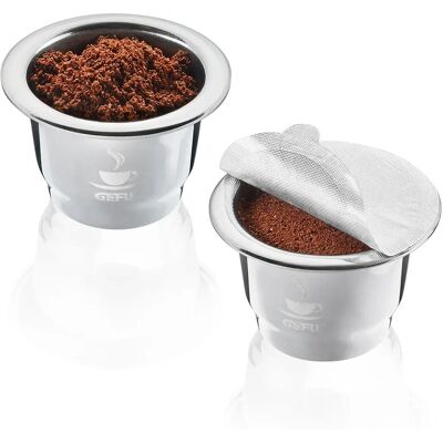 Gefu 12721 Cápsulas de café de acero inoxidable - Juego de 2 reutilizables Gefu 12721 Cápsulas de café de acero inoxidable - Juego de 2 reutilizables