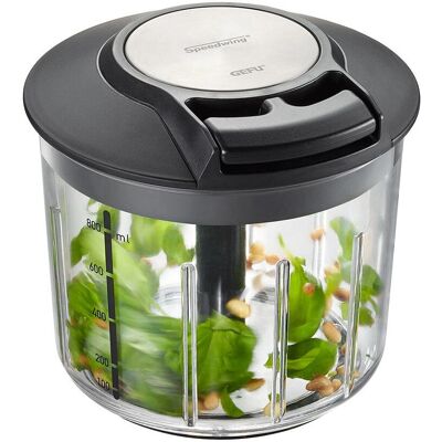 Gefu G-13600 Handbetriebener Küchenhacker - Schwarz, Silber, Transparent Gefu G-13600 Handbetriebener Küchenhacker - Schwarz, Silber, Transparent