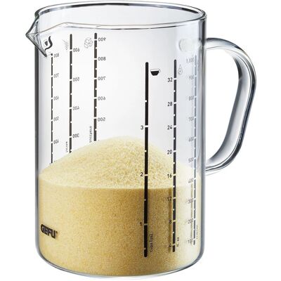 Gefu Meti Measuring Jug - 1L Heat-resistant Borosilicate Glass Gefu Meti Measuring Jug - 1L Heat-resistant Borosilicate Glass