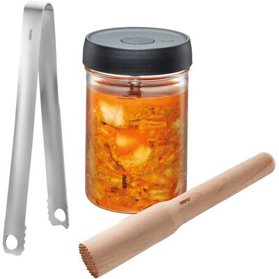 Gefu Nativo - Barattolo di fermentazione, 1L, nero & argento - Utensili da cucina Gefu Nativo - Barattolo di fermentazione, 1L, nero & argento - Utensili da cucina