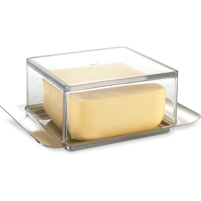 Gefu Edelstahl Butterdose - 125g, Transparentes Deckel Gefu Edelstahl Butterdose - 125g, Transparentes Deckel