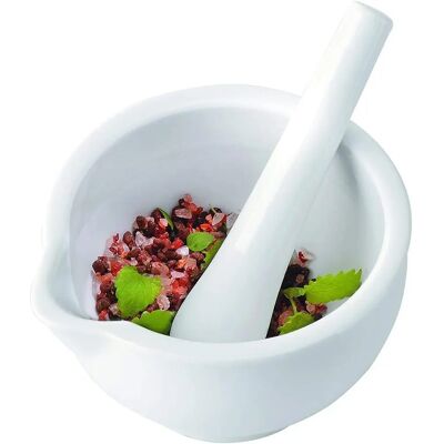 Mortier de cuisine Gefu Macino 13,5 CM Blanc - Pour épices et herbes avec pilon - Publicité Mortier de cuisine Gefu Macino 13,5 CM Blanc - Pour épices et herbes avec pilon - Publicité