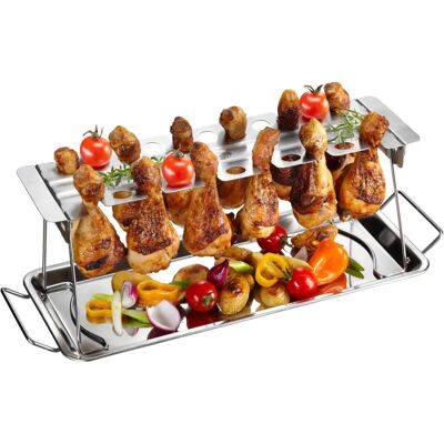 GEFU csirkecomb tartó - Rozsdamentes acél, összecsukható, alkalmas sütőben és grillen GEFU csirkecomb tartó - Rozsdamentes acél, összecsukható, alkalmas sütőben és grillen