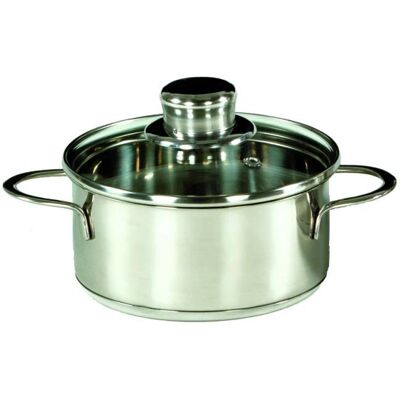 Panela de aço inoxidável Karl Krüger 2214GL - 0,75 L, 14cm, Brilho e acabamento fosco Panela de aço inoxidável Karl Krüger 2214GL - 0,75 L, 14cm, Brilho e acabamento fosco