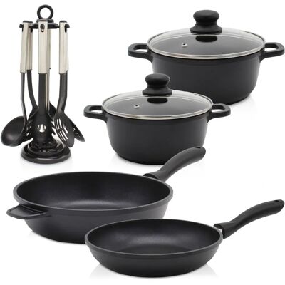 KRÜGER LEIPZIG Aluminium Kochgeschirr-Set - 13 Teile, Schwarz, Antihaft KRÜGER LEIPZIG Aluminium Kochgeschirr-Set - 13 Teile, Schwarz, Antihaft