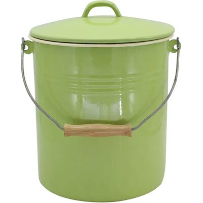 Poubelle en émail vert Krüger avec couvercle - Poubelle Poubelle en émail vert Krüger avec couvercle - Poubelle