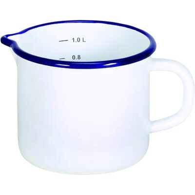 Krüger HUSUM Milchtopf - 12cm, Weiß/Blau, Emaille, Für Induktion geeignet Krüger HUSUM Milchtopf - 12cm, Weiß/Blau, Emaille, Für Induktion geeignet