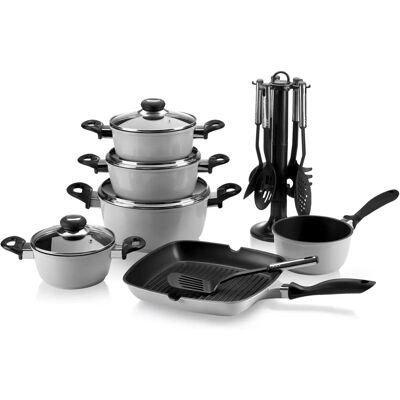 Krüger 17-tlg. Aluminium Topf- und Pfannenset - Antihaft, Hitzebeständig Krüger 17-tlg. Aluminium Topf- und Pfannenset - Antihaft, Hitzebeständig