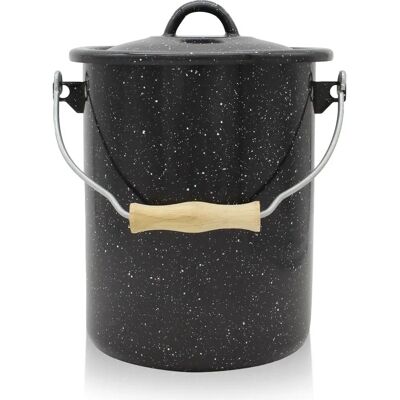 Poubelle en émail KRÜGER avec couvercle - Rond, 3L, Noir - Publicité Poubelle en émail KRÜGER avec couvercle - Rond, 3L, Noir - Publicité