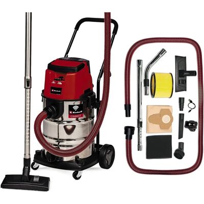 Einhell TP-VC 36/30 S Auto - Rouge et Argent - Aspirateur eau et poussière Einhell TP-VC 36/30 S Auto - Rouge et Argent - Aspirateur eau et poussière