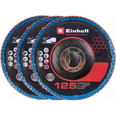 Einhell Winkelschleifer-Zubehör - 3 gebogene Schleifscheiben, P60, 125mm Einhell Winkelschleifer-Zubehör - 3 gebogene Schleifscheiben, P60, 125mm